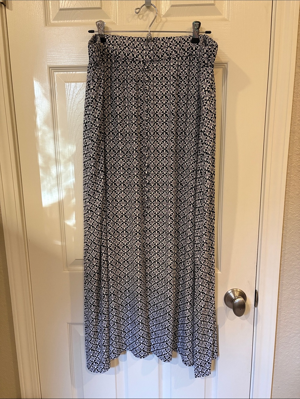 LOFT Black and White Floral Maxi Skirt